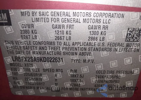 2019 Buick Envision Awd Essence from USA, damaged, VIN LRBFX2SA9KD022631